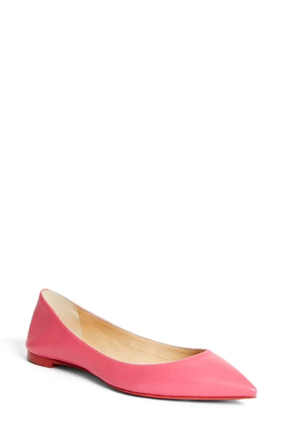Christian Louboutin Ballalla Smooth Leather Red Sole Ballerina Flat In Darling