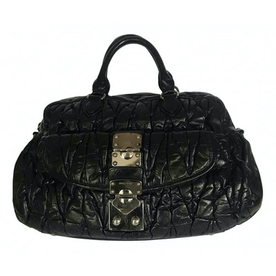 Pre-owned Miu Miu Matelassé Leather Handbag In Black