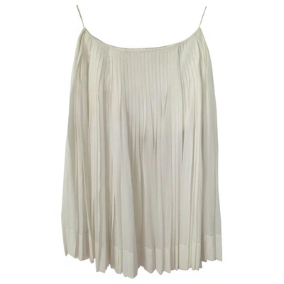 Pre-owned Celine Silk Mid-length Skirt In White