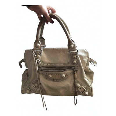 Pre-owned Balenciaga Leather Handbag In Beige