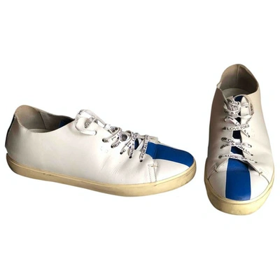 Pre-owned Leather Crown Leather Low Trainers In White