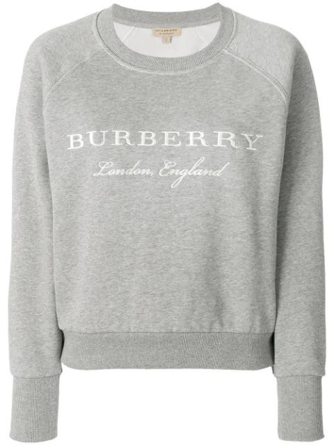 burberry embroidered cotton blend jersey sweatshirt