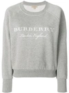 Burberry Embroidered Cotton Blend Jersey In Pale Grey Melange