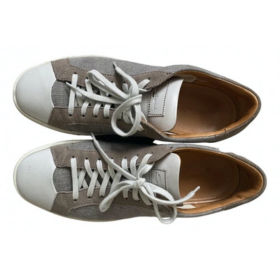 Pre-owned Santoni Cloth Trainers In Beige