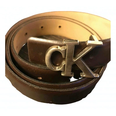 Pre-owned Calvin Klein Leather Belt In Brown