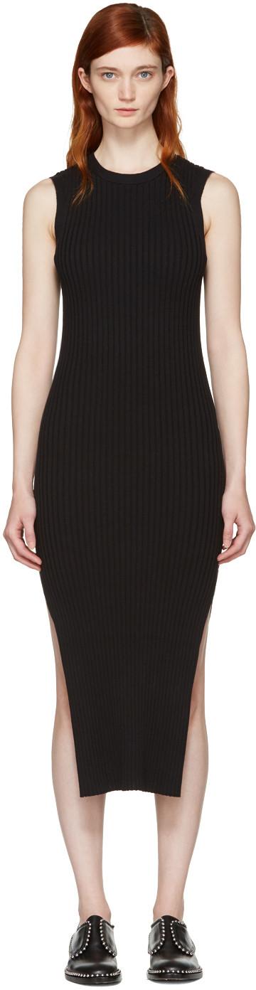 Frame Black Sleeveless Rib Dress | ModeSens