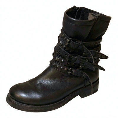 Pre-owned Ash Leather Biker Boots In Black