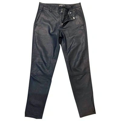 Pre-owned Vince Leather Straight Pants In Blue
