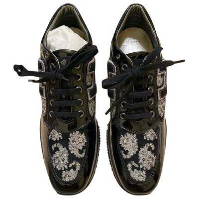 Pre-owned Hogan Patent Leather Trainers In Black