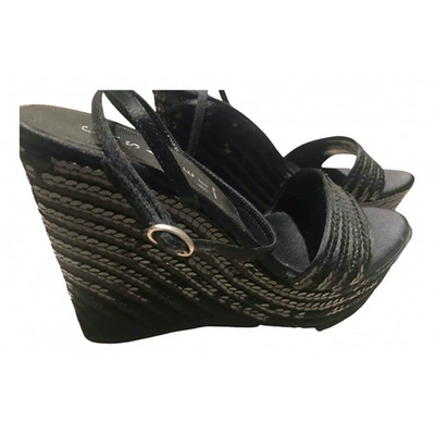 Pre-owned Casadei Glitter Sandals In Black