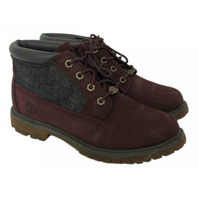 Pre-owned Timberland Burgundy Suede Trainers