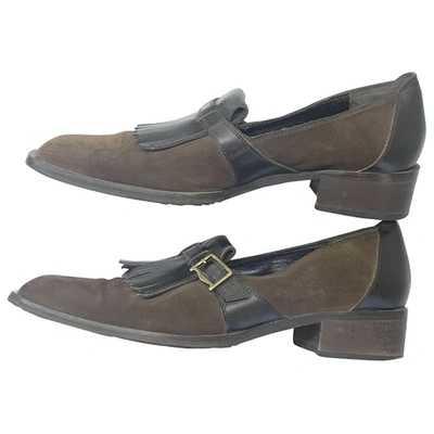 Pre-owned Max Mara Flats In Brown