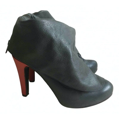 Pre-owned Designers Remix Leather Ankle Boots In Green