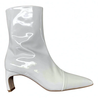 Pre-owned Rosetta Getty White Patent Leather Ankle Boots