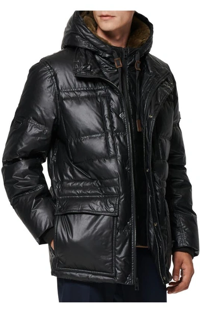 Andrew Marc Kincaid Quilted Down Coat With Faux Fur Trim In Black