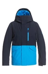 Quiksilver Kids' Mission Solid Waterproof Hooded Snow Jacket In Brilliant Blue