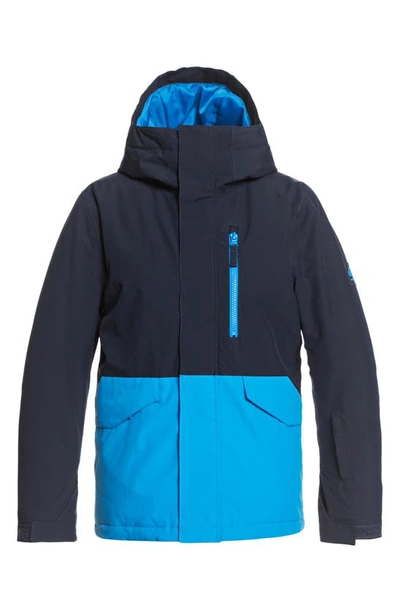 Quiksilver Kids' Mission Solid Waterproof Hooded Snow Jacket In Brilliant Blue