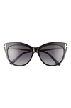 Tom Ford Kira 56mm Polarized Cat Eye Sunglasses In Black