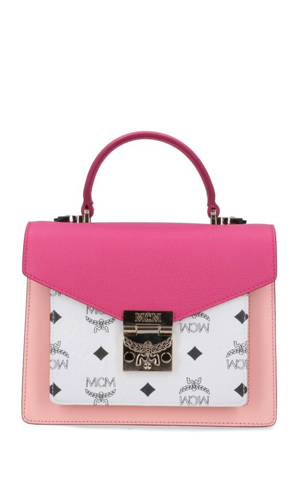 Mcm Monogram Top Handle Bag In Pink Modesens