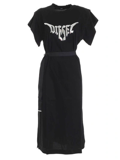 Diesel Branded D-flix Dress In Black