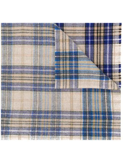 Acne Studios Beige & Blue Cassiar Tartan Scarf