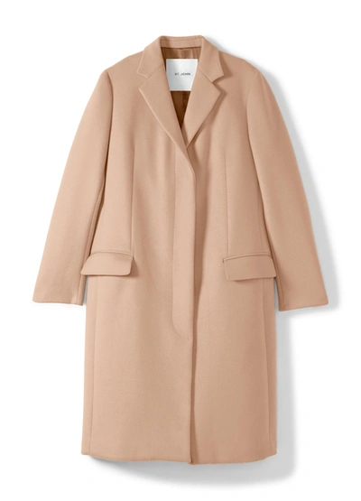 St. John Double Wool Blend Trench Coat In Camel