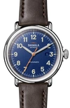 Shinola Unisex 45mm Runwell Automatic 3hd Leather Watch In Brown