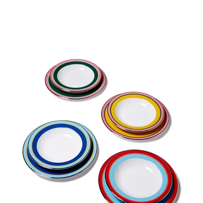 La Doublej Soup And Dinner Plates Set Of 4 In Rainbow Mix