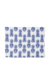 La Doublej Set Of Two Pineapple-print Linen Placemats In Pineapple Blu