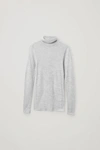 Cos Fine Roll-neck Wool Top In Grey