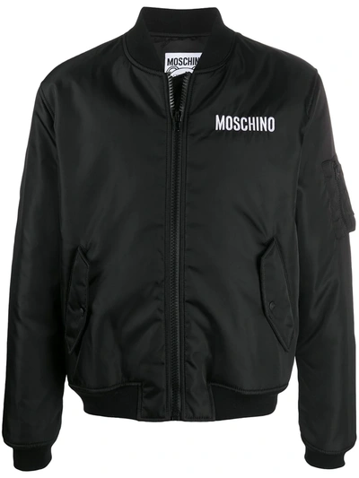 Moschino Micro Teddy Bear Bomber Jacket In Black
