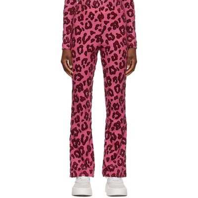Ambush Leopard Print Bootcut Trousers In Pink
