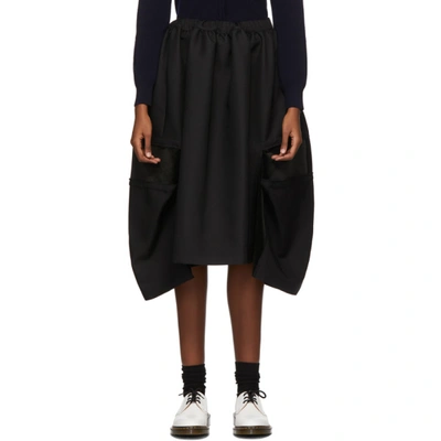 Comme Des Garçons Comme Des Garçons Black Twill & Velvet Skirt In 1 Black