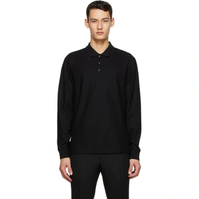 Burberry Black Piqué Long Sleeve Polo