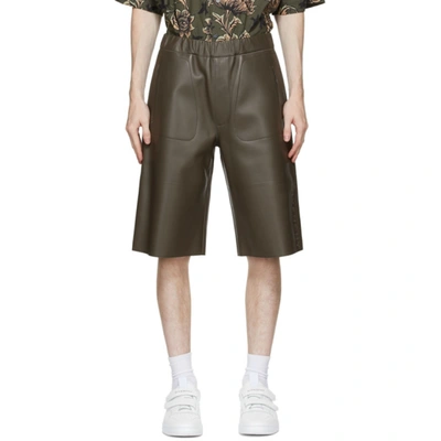 Givenchy Khaki Leather Bonded Bermuda Shorts In 313-dark Kh