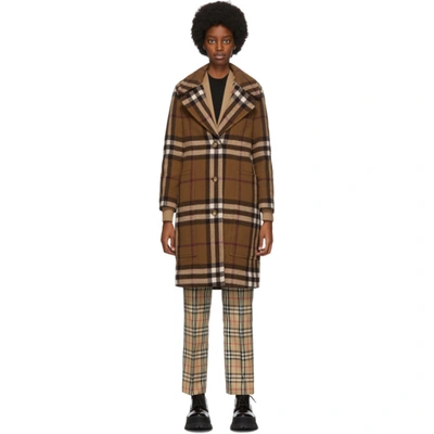 Burberry Purton Vintage Check Wool Coat In Birch Brown