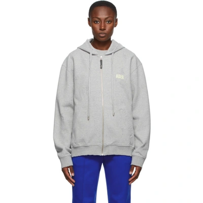 Ader Error Grey Masking Zip-up Hoodie In Gray