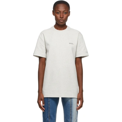 Ader Error Grey Print At Front T-shirt In Oatmeal