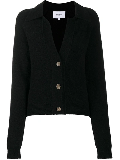 Nanushka Spread Collar Cardigan In Black