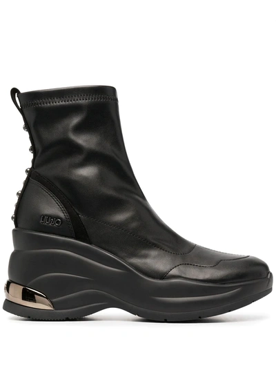 Liu •jo Platform Ankle Boots In Black