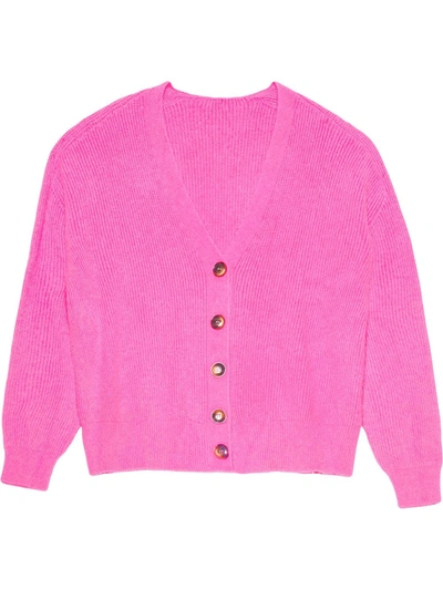 Apparis Andi Waffle Knit Cardigan In Pink