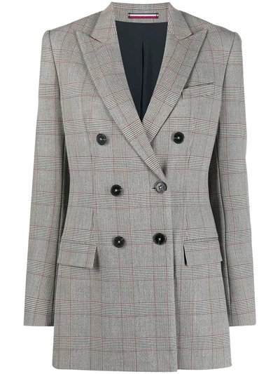 Tommy Hilfiger Double Breasted Check Blazer In Grey