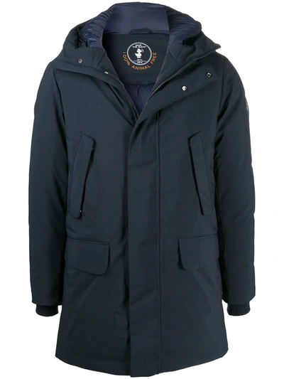 Save The Duck High-neck Parka Coat In Blue