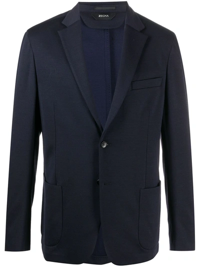 Z Zegna Micro-check Suiting Blazer In Blue