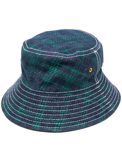 Paccbet Plaid Check Bucket Hat In Blue