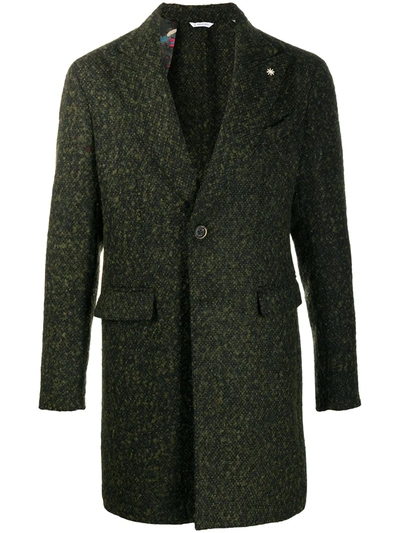 Manuel Ritz Worsted Wool Single-breasted Coat In Green