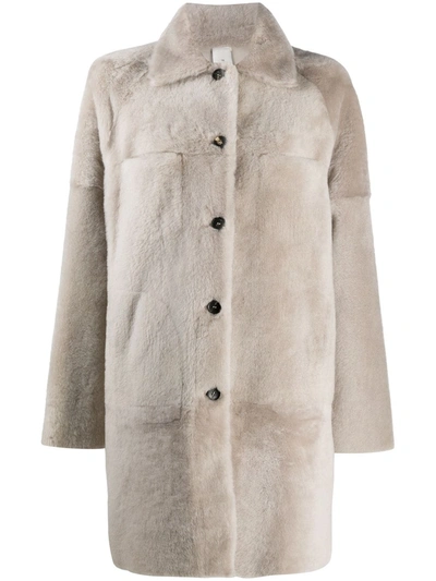 Furling By Giani Lambskin Fur Coat In Grey