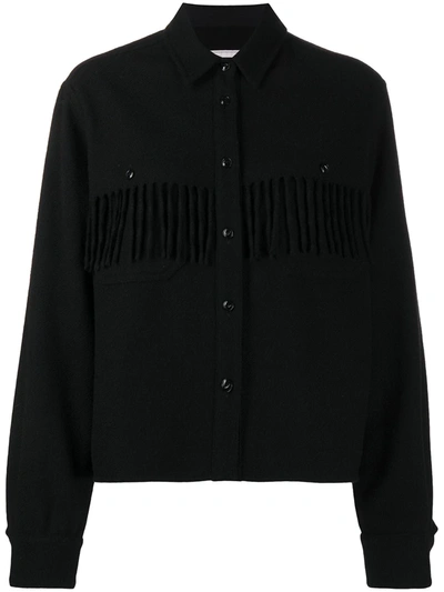Woolrich Fringed Detail Knitted Shirt In Black