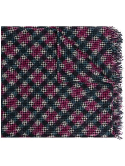 Destin Ginga Checked Knitted Scarf In Blue