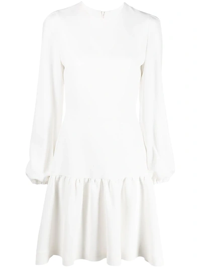 Ermanno Scervino Balloon-sleeved Dropped Hem Dress In White